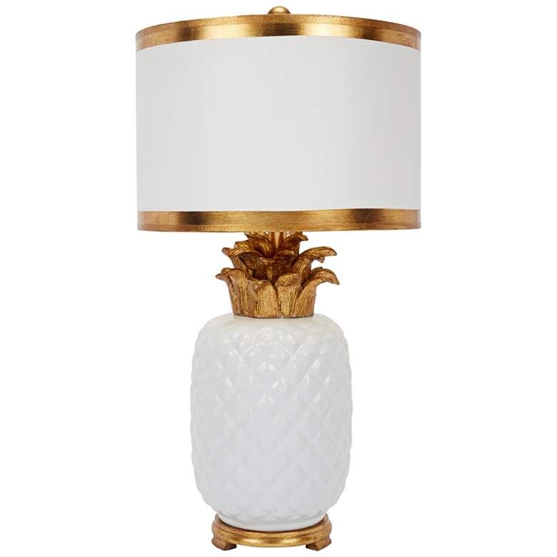 Image 1 Westport White and Gold Pineapple Ceramic Table Lamp