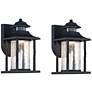 1_Westray 11 1/2"H Black Motion Sensor LED Outdoor Wall Light Set of 2