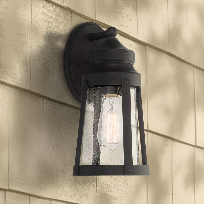 Image 1 Westvale 13 1/4" High Sand Black and Seedy Glass Outdoor Wall Light