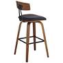 Westwood 28" High Black Faux Leather and Walnut Counter Stool Set of 2