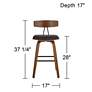 Westwood 28" High Black Faux Leather and Walnut Counter Stool Set of 2 in scene