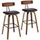 Westwood 31" High Wood and Black Faux Leather Barstool Set of 2