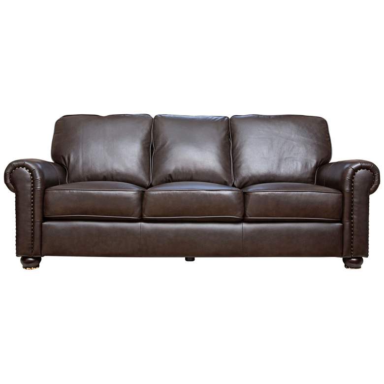 Image 1 Westwood Crest Rich 86 inch Wide Dark Brown Leather Sofa