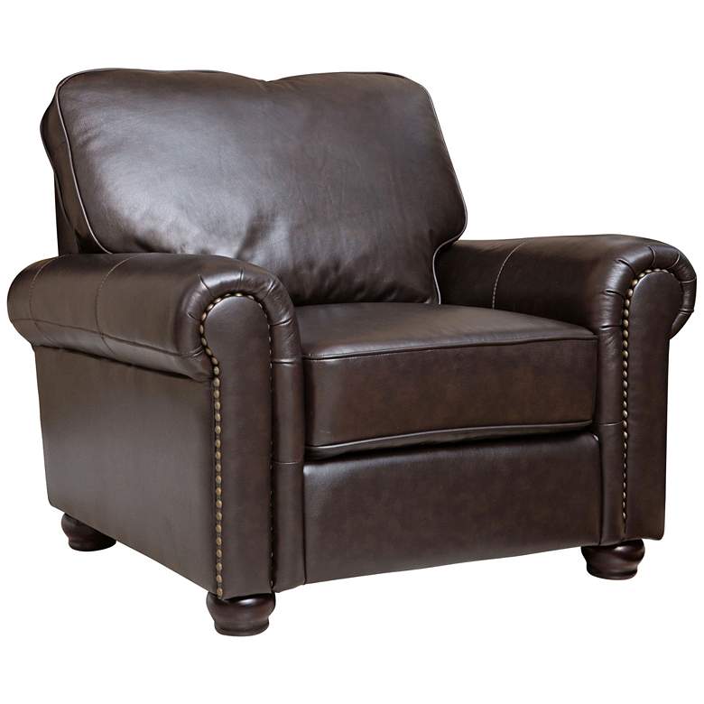 Image 1 Westwood Crest Rich Dark Brown Leather Armchair