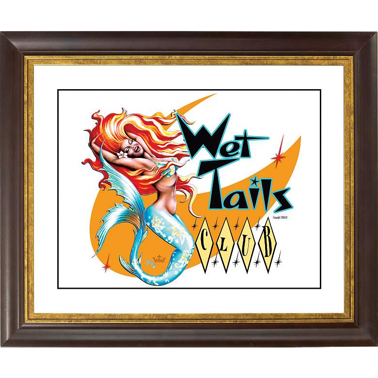 Image 1 Wet Tails II Mermaid Gold Bronze Frame 20 inch Wide Wall Art