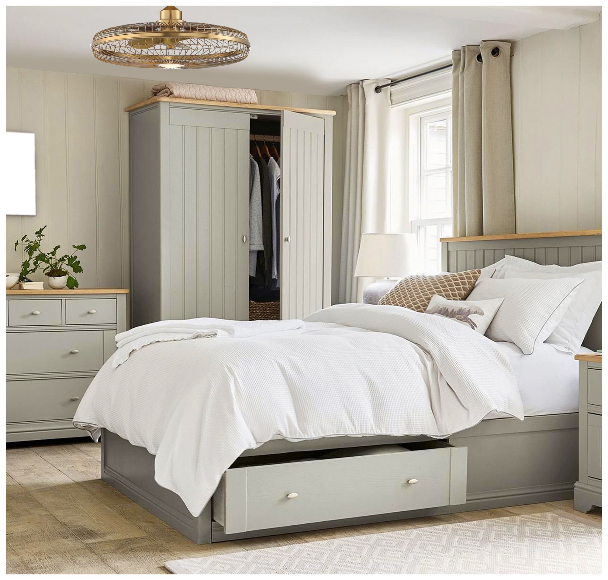 Wetherby LED Fan D'Lier in Classic Bronze in scene