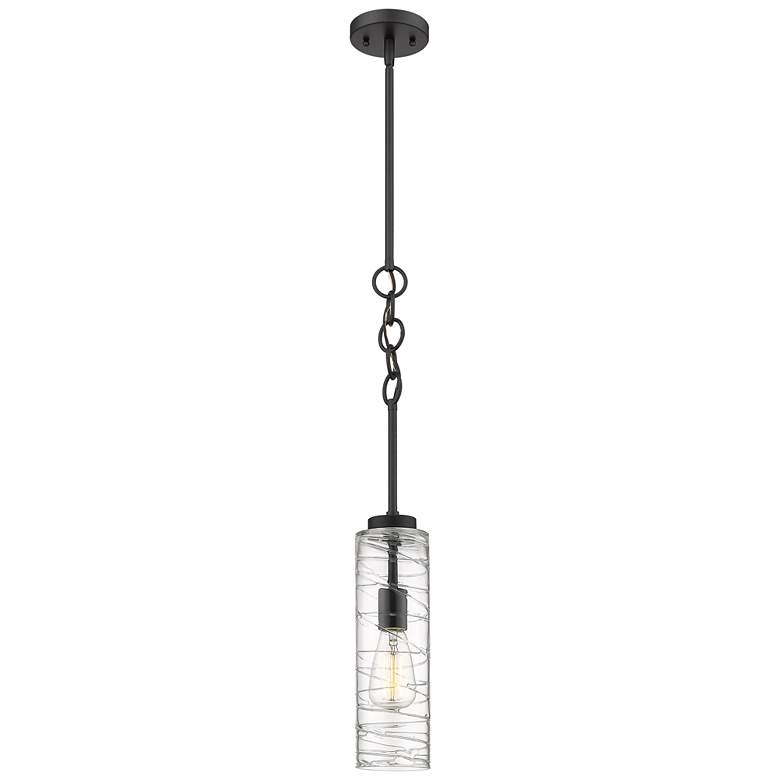 Image 1 Wexford 4" LED Mini Pendant - Matte Black - Clear Deco Swirl