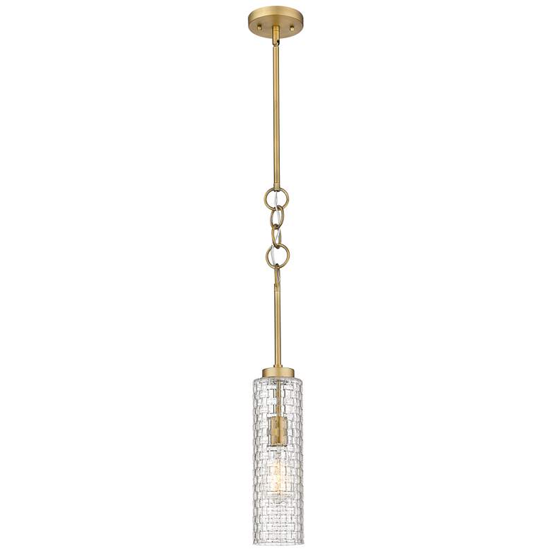 Image 1 Wexford 4" Wide Brushed Brass with Clear Glass Mini Pendant