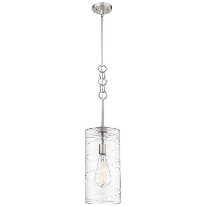 Image 1 Wexford 8" LED Mini Pendant - Brushed Satin Nickel - Clear Deco Swirl