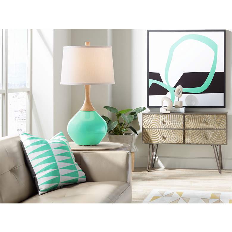 Wexler Turquoise Green Modern Table Lamp by Color Plus more views
