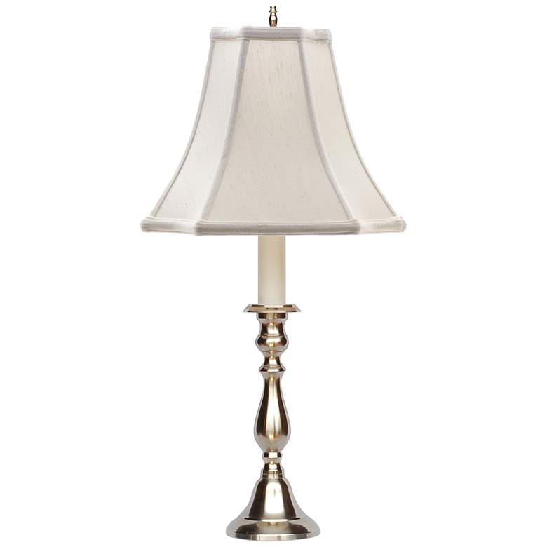 Weymouth Candlestick Pewter Table Lamp with Off-White Shade