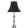Weymouth Pewter and Black Shade Traditional Candlestick Table Lamp