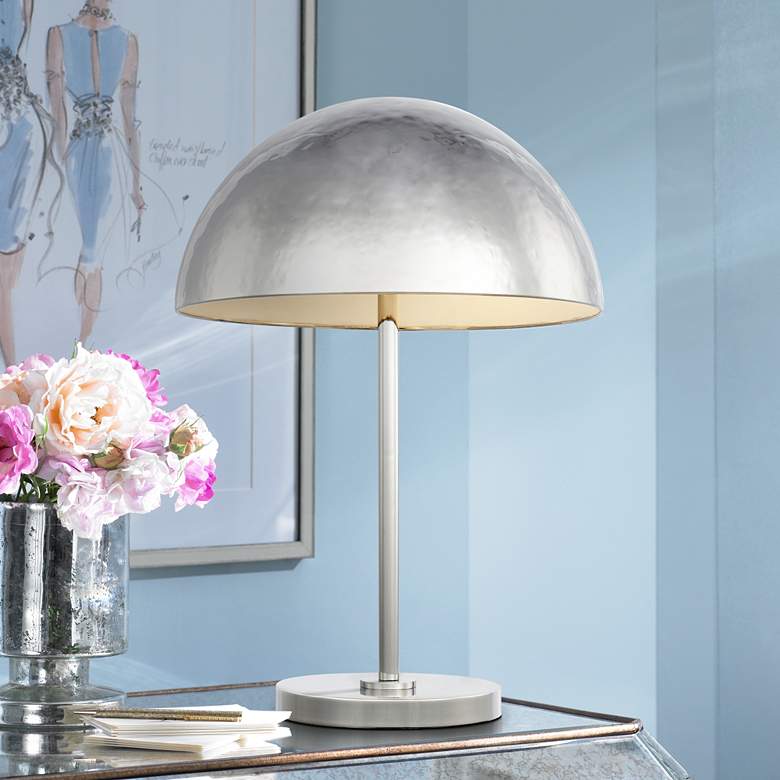 Image 1 Whare Polished Nickel Ellen DeGeneres Collection LED Mushroom Table Lamp