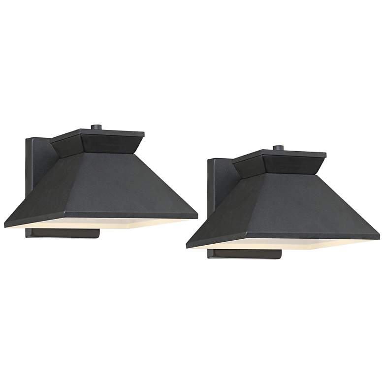 Image 1 Whatley 6 1/4" High Black LED Outdoor Wall Light Set of 2