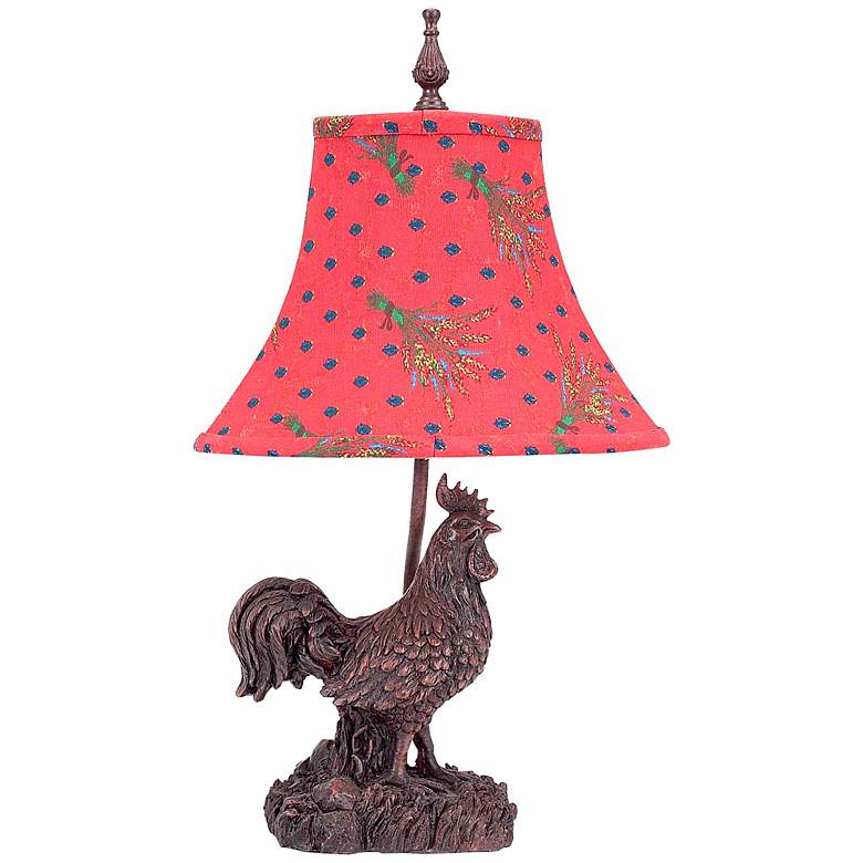Image 1 Wheatland Rooster Red and Blue Polka Dot Shade Accent Lamp
