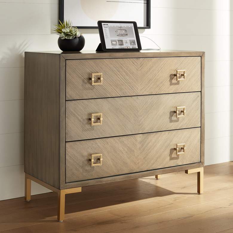 Image 1 Wheaton 34 1/2" Wide 3-Drawer Chest with USB Ports and Outlets