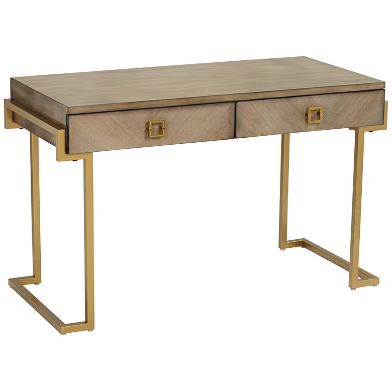 Image 3 Wheaton 49 1/2" Wide Gold and Wood Glam Modern Writing Desk