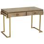 Wheaton 49 1/2" Wide Gold and Wood Glam Modern Writing Desk in scene