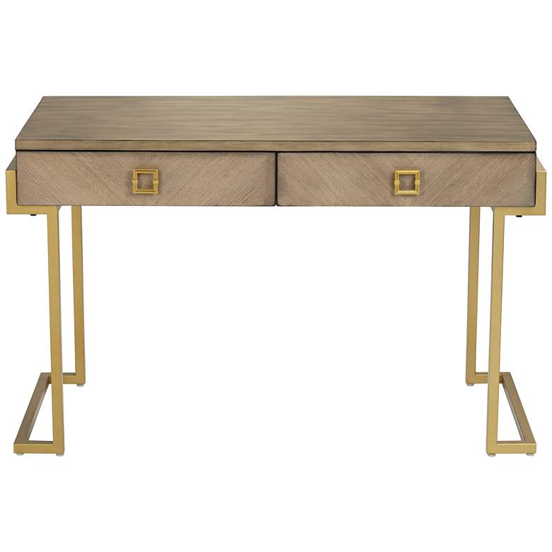 Image 7 Wheaton 49 1/2 inch Wide Gold and Wood Glam Modern Writing Desk more views