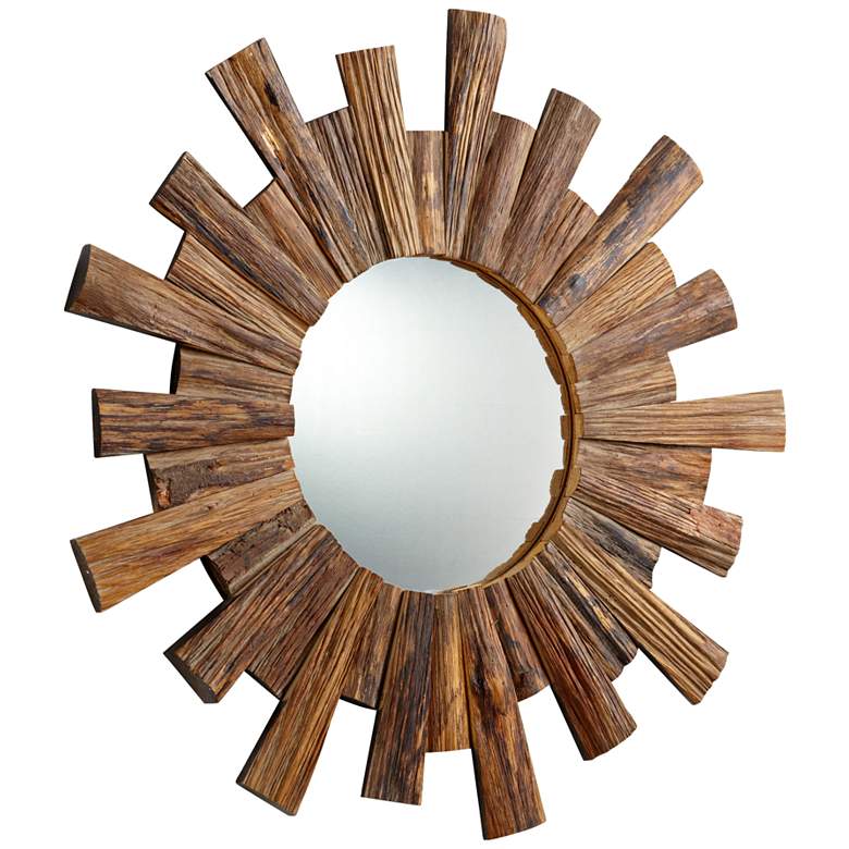 Image 1 Wheelhouse Reflection Pecan Sunburst 36 inch Round Wall Mirror