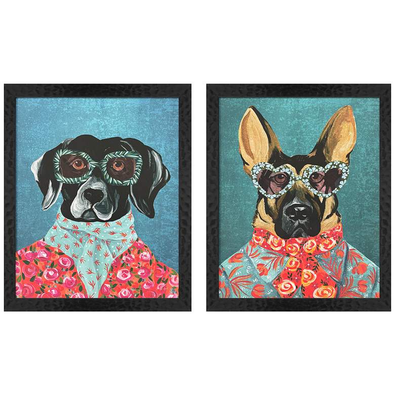 Image 1 Whimsy Dog I 18"W x 22"H Framed Art Set of 2