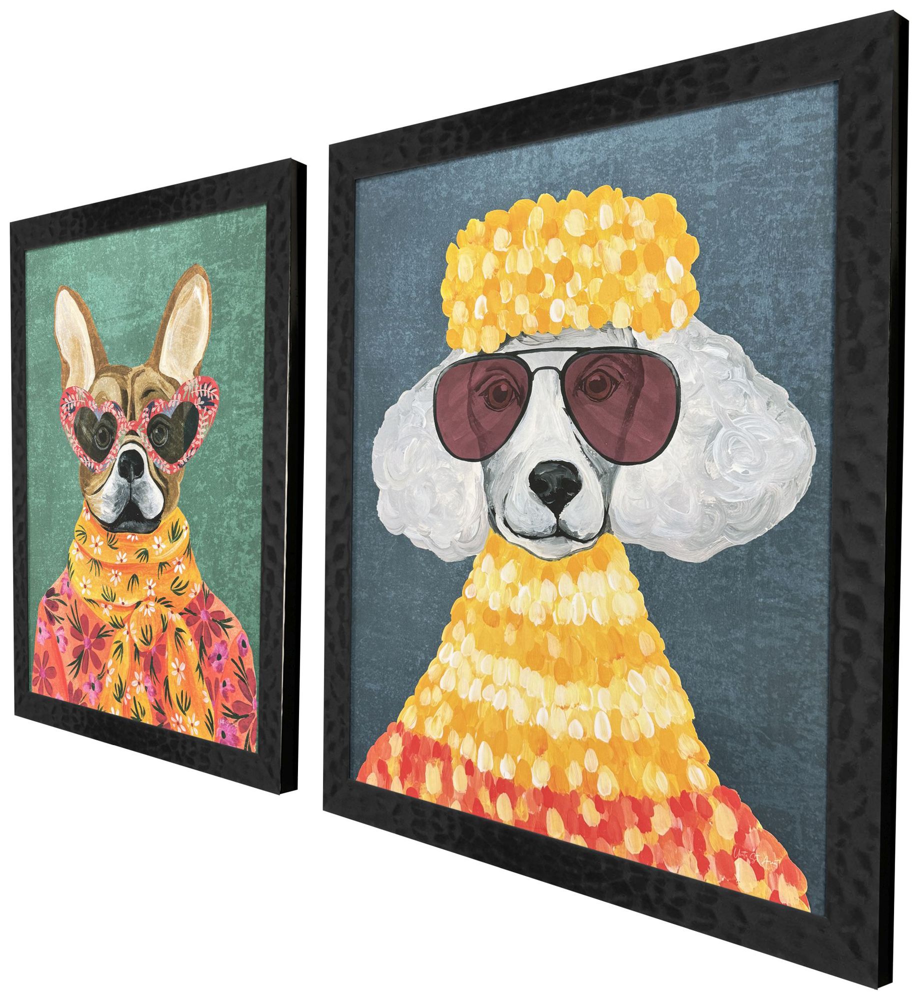 Image 2 Whimsy Dog II 18"W x 22"H Framed Art Set of 2 more views