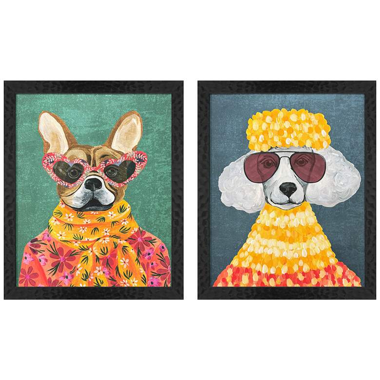 Image 1 Whimsy Dog II 18"W x 22"H Framed Art Set of 2