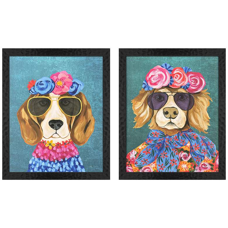 Image 1 Whimsy Dog III 18"W x 22"H Framed Art Set of 2