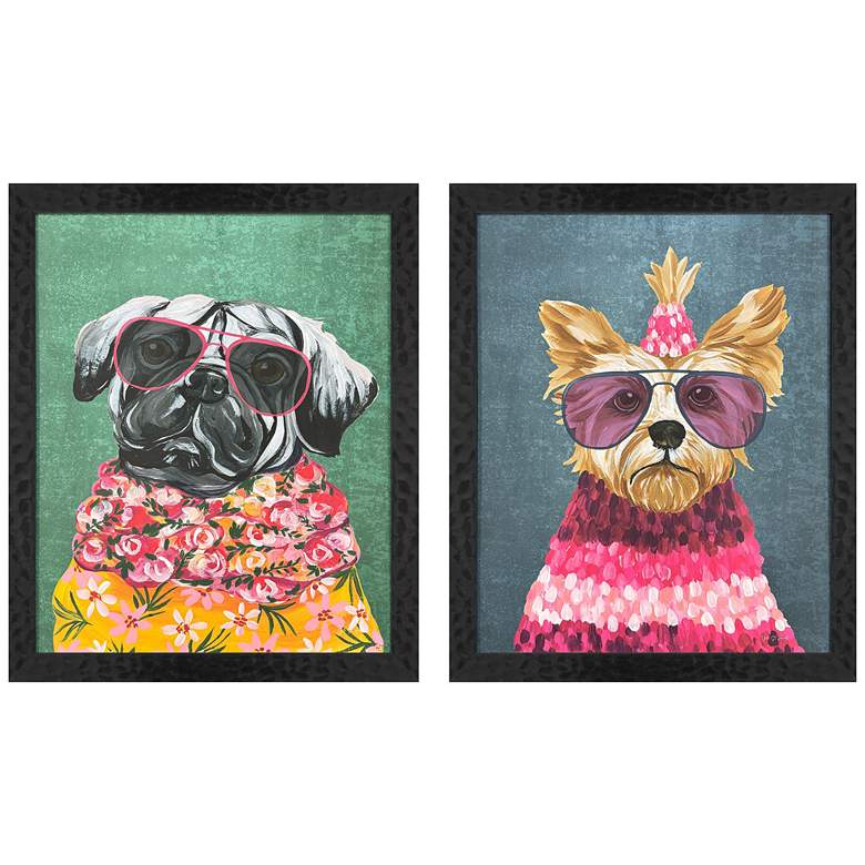 Image 1 Whimsy Dog IV 18"W x 22"H Framed Art Set of 2