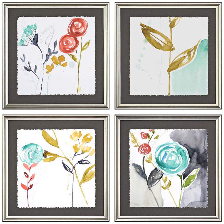 Image 1 Whimsy I 17" Square 4-Piece Framed Giclee Wall Art Set
