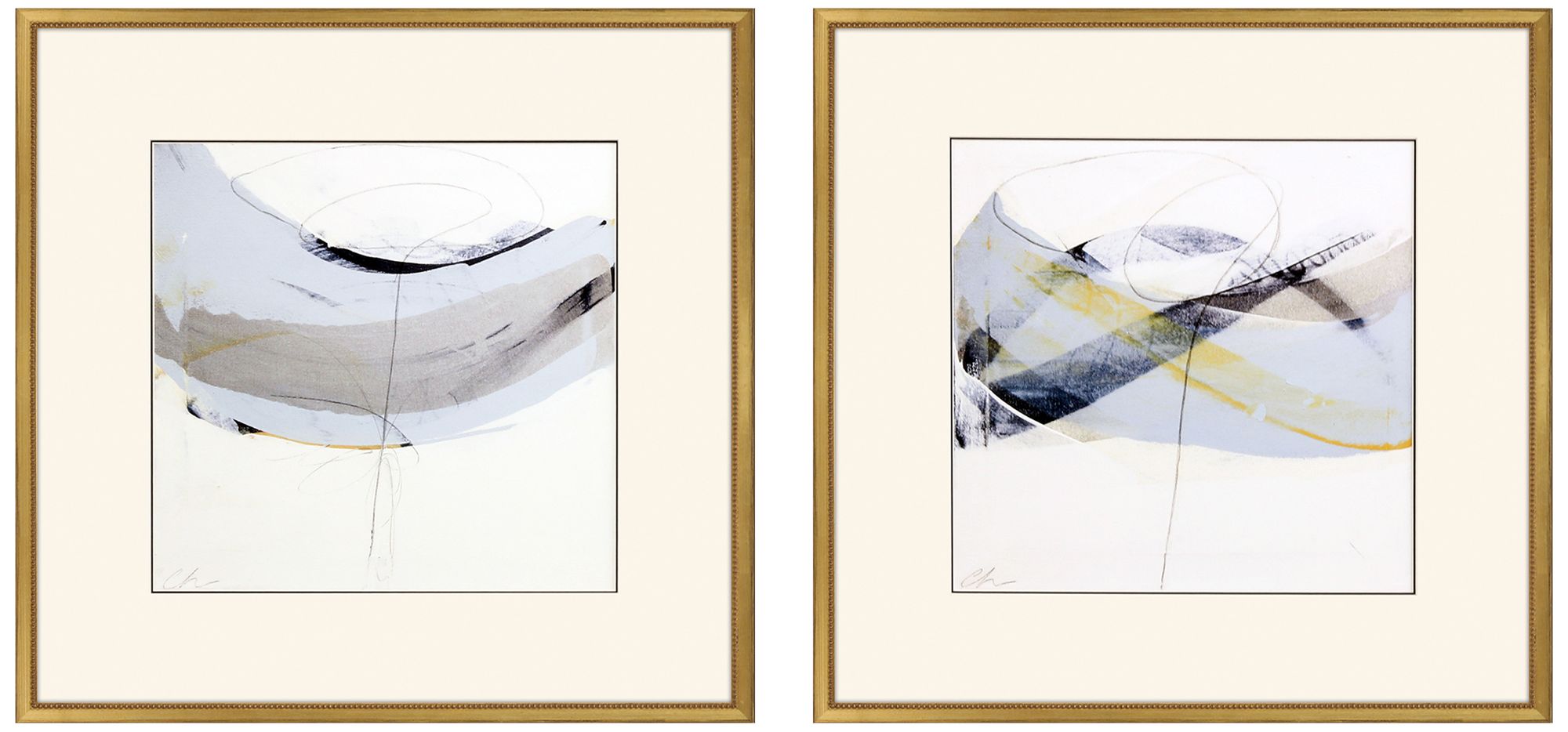 Whirl 25" Square 2-Piece Square Giclee Framed Wall Art Set