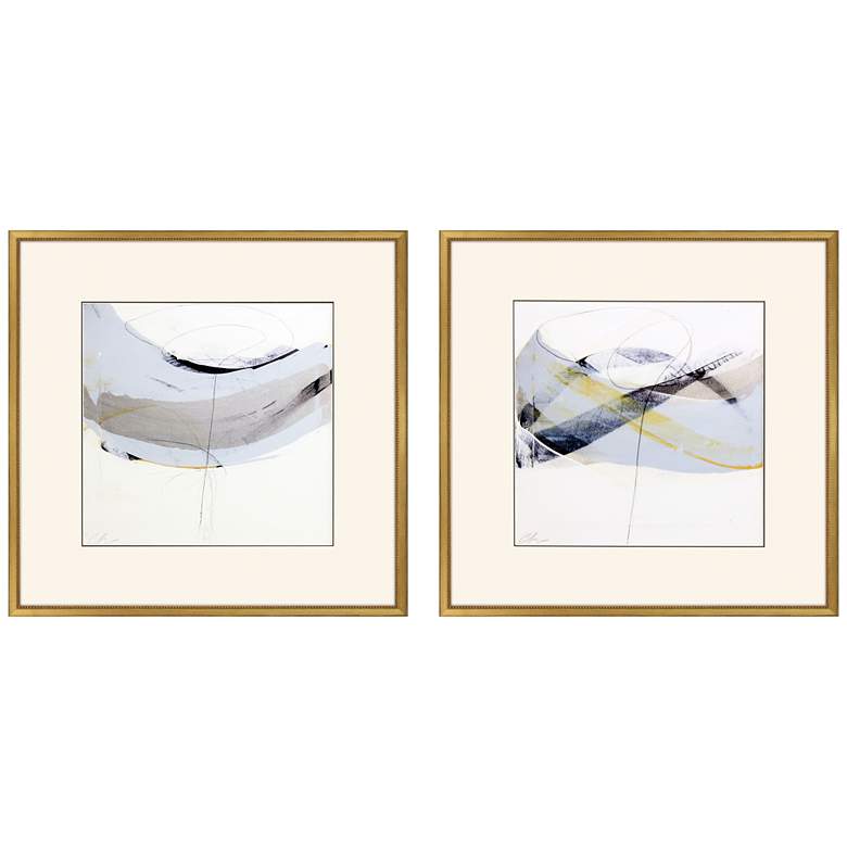 Image 3 Whirl 25 inch Square 2-Piece Square Giclee Framed Wall Art Set