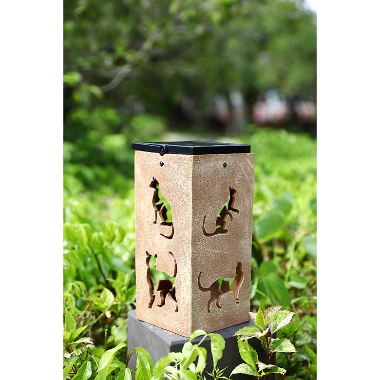 Image 7 Whiskers 10 3/4"H Tan Cat Cut-Out Solar Portable Lantern more views