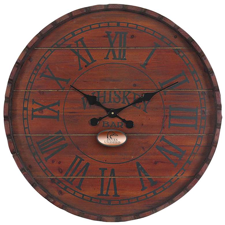 Image 1 Whiskey Barrel 24 1/4 inch Round Wall Clock