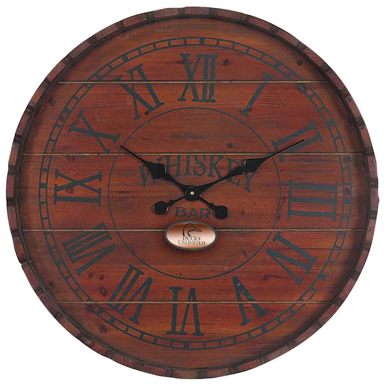Image 1 Whiskey Barrel 24 1/4" Round Wall Clock