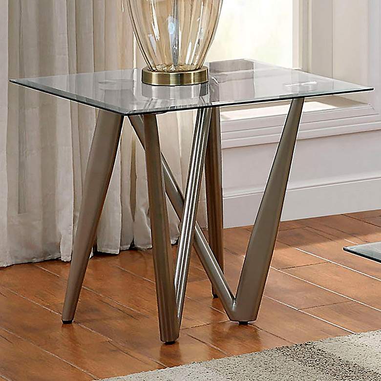Image 1 Whisling 24 inch Wide Champagne Metal Square End Table
