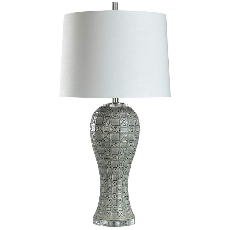 Image 1 Whisper Geometric Overlay 36 inch Grey Table Lamp