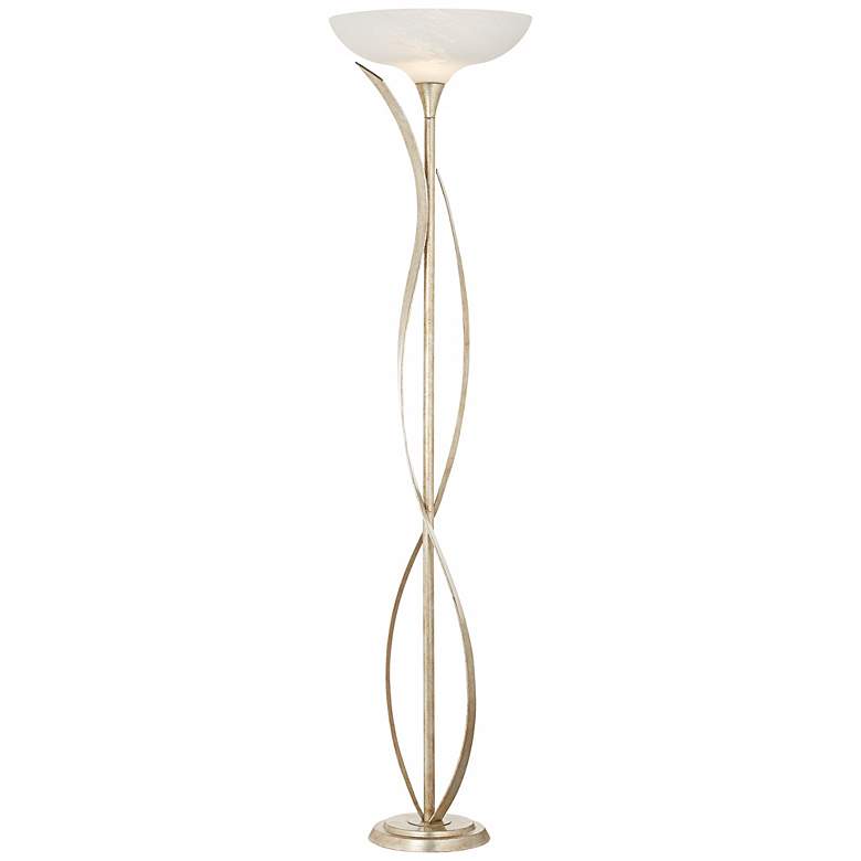 Image 1 Whisper Reed Torchiere Champagne Finish Floor Lamp