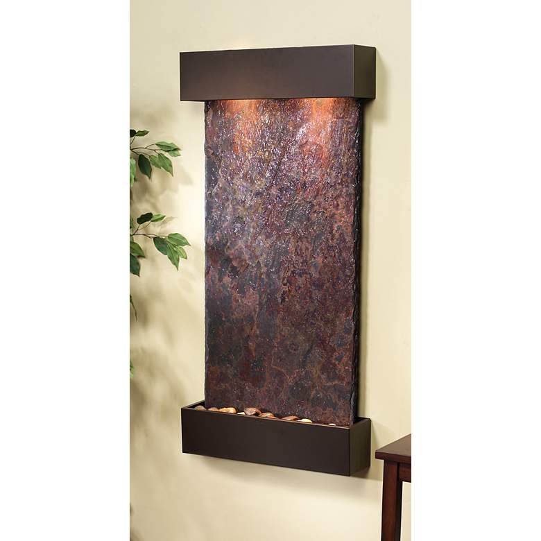 Image 1 Whispering Creek 46" High Slate and Bronze Wall Fountain