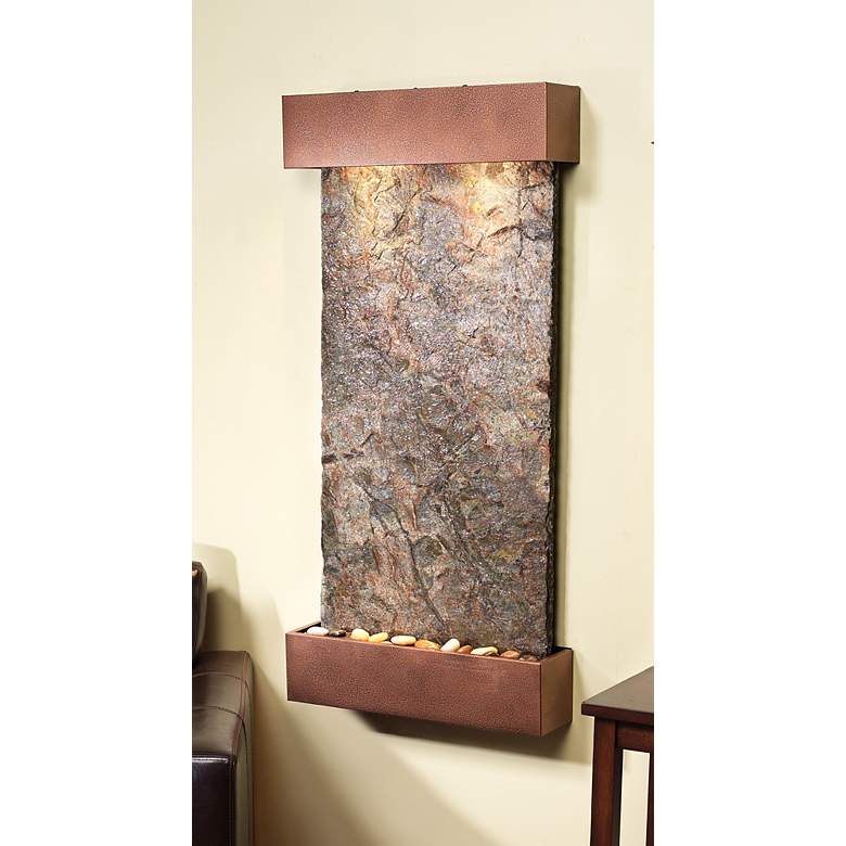 Whispering Creek 46&quot; High Slate Wall Fountain with Light