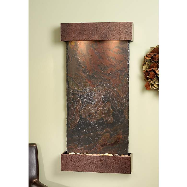 Image 1 Whispering Creek 46 inch Slate and Copper Rustic Wall Fountain