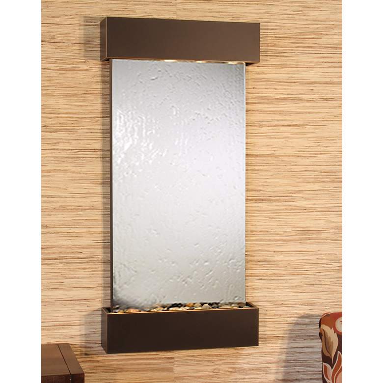 Image 1 Whispering Creek Mirror Blackened Copper 46"H Wall Fountain