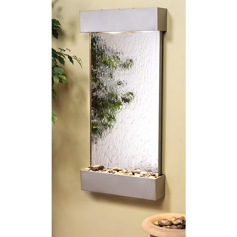Image 1 Whispering Creek Mirror Silver 46" High Wall Fountain