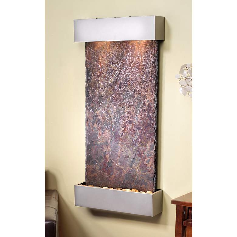 Image 1 Whispering Creek Slate Silver 46" High Wall Fountain
