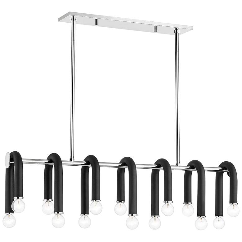 Image 2 Whit 37 3/4"W Nickel and Black 14-Light Island Pendant Light