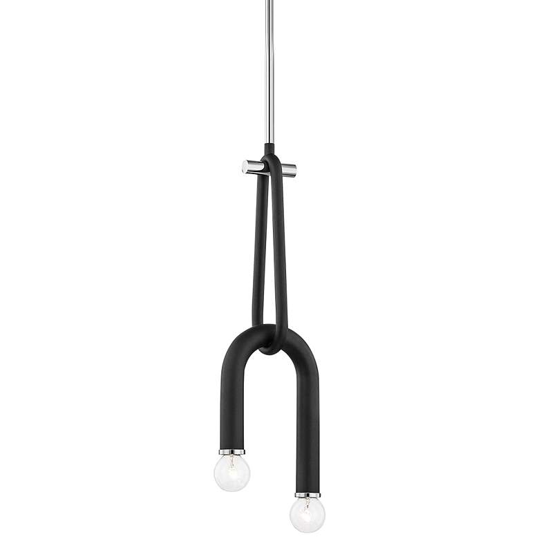 Image 2 Whit 6 1/2 inch Wide Nickel and Black 2-Light Mini Pendant Light
