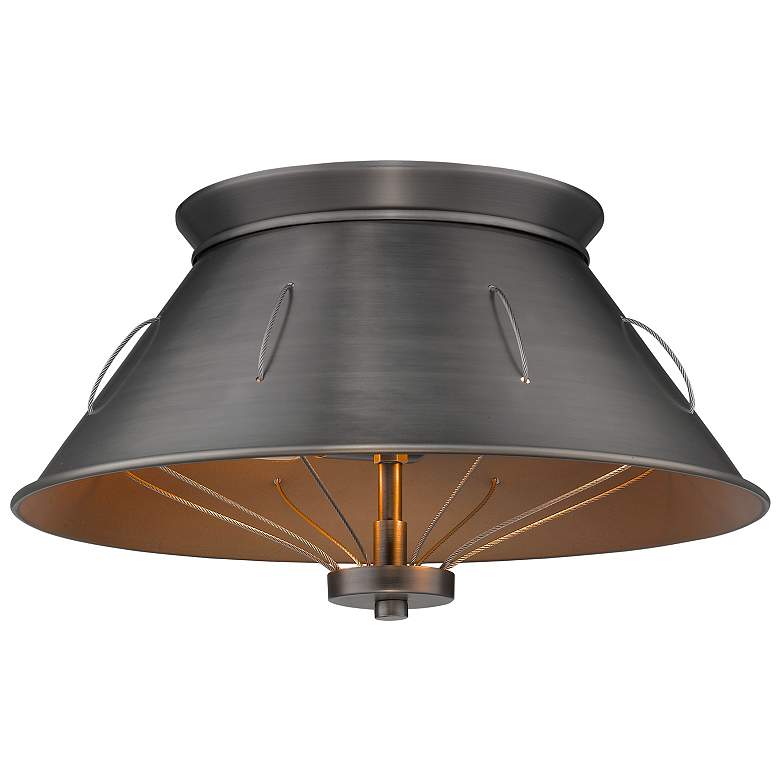 Image 1 Whitaker 14 inch Wide 2-Light Flush Mount in Aged Steel with Aged Steel