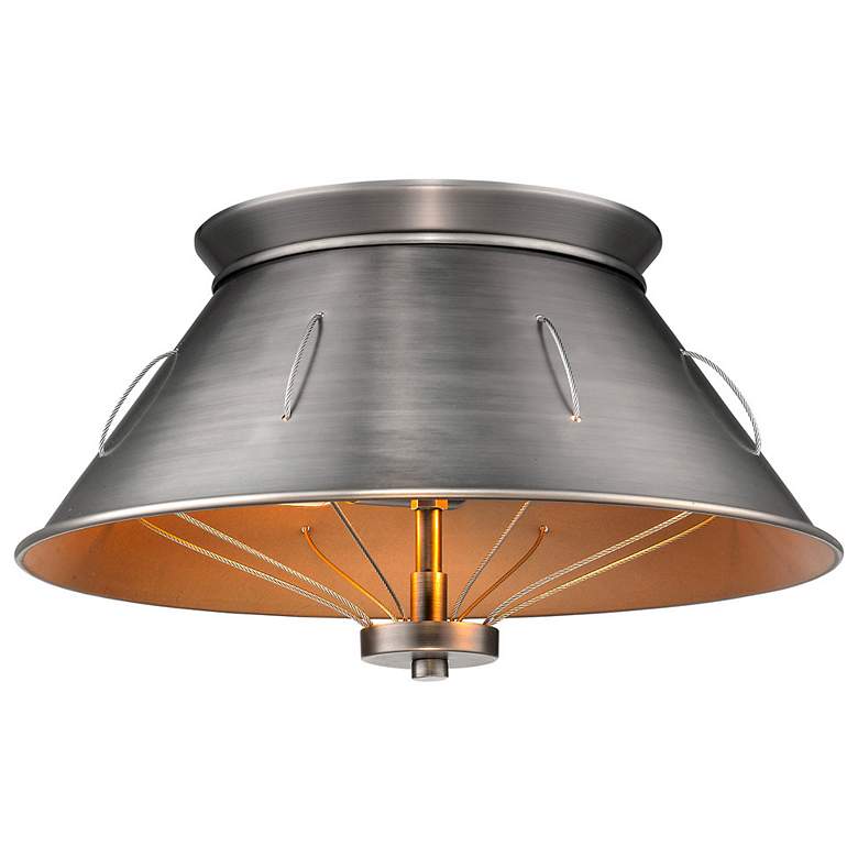 Image 2 Whitaker 14" Wide 2-Light Flush Mount in Aged Steel with Aged Steel more views