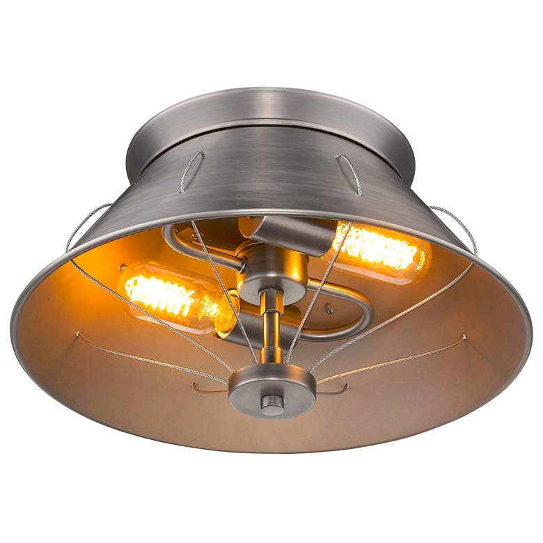 Image 3 Whitaker 14" Wide 2-Light Flush Mount in Aged Steel with Aged Steel more views