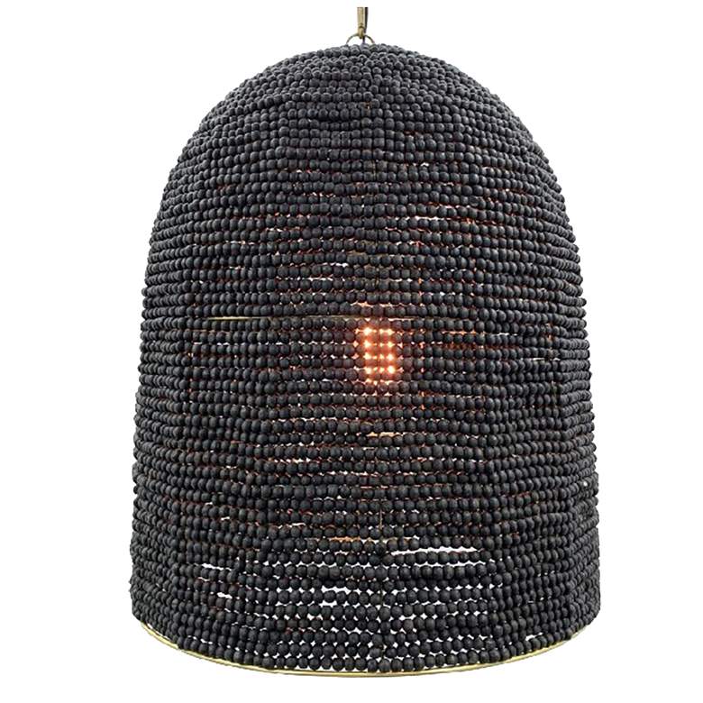 Image 1 Whitaker 18.5" Metal Frame Pendant With Black Wood Beads